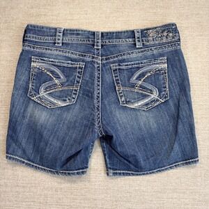 Silver Jeans Co Suki Mid Rise Denim Shorts Blue Medium Wash W34